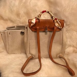 💎✨ Stunning Hermès  2 way canvas leather white Herbag Backpack and Lock ✨💎